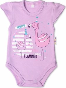Baby Nellys Bavlněné kojenecké body, kr. rukáv, Flamingo - lila, vel. 86