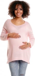 Be MaaMaa Pohodlný těhotenský svetřík s rozparky - sv. růžový