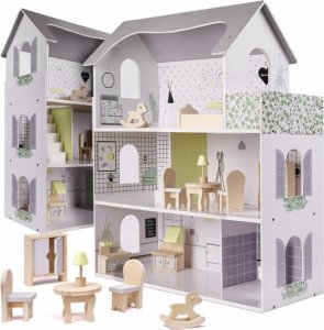 Velký dřevěný domeček pro panenky šedý