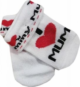 Kojenecké bavlněné ponožky I Love Mum, bílé s potiskem, vel. 80/86
