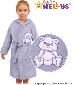 Baby Nellys Dětský župan - Medvídek Teddy Bear, 98/104 - šedý