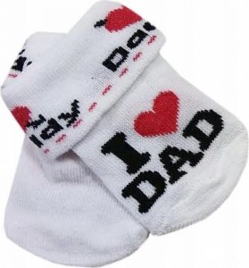 Kojenecké bavlněné ponožky I Love Dad, bílé s potiskem, vel. 68/74