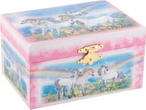 Goki Hrací skříňka s koňmi, růžovo/modrá