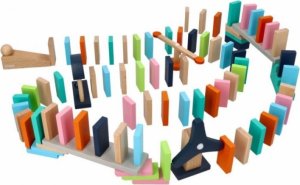 Dřevěné aktivní barevné domino, 128 ks, Adam Toys