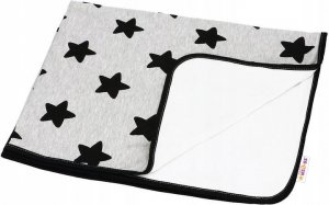 Baby Nellys Oboustranná deka STAR 100 x 75 cm - šedá, černé hvězdy