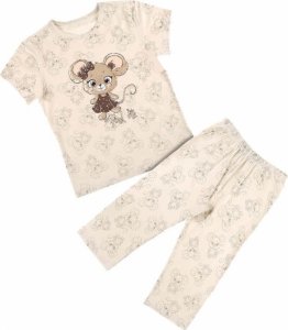 Donella Dívčí bavlněné pyžamo, kr. rukáv + 3/4 kalhoty, Baby Find Me - cappuccino, 134/140