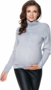 Be MaaMaa Těhotenský svetr s rolákem - šedý