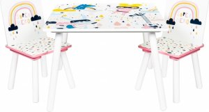 Dětský nábytek - 3 ks, stůl s židličkami Duha - bílá, Baby Nellys