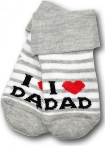 Kojenecké froté bavlněné ponožky I Love Dad, bílo/šedé proužek, vel. 68/74