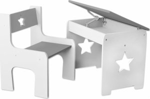 NELLYS Sada nábytku KIDS STAR Stůl + židle - šedá s bílou