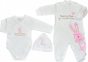 G-baby 4-dílná soupravička do porodnice Loving bunny - růžová, bílá, vel. 62