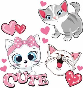 Tulimi Barevná, veselá nažehlovačka Cute Cats - malý arch