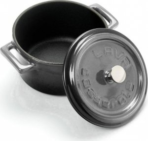 LAVA METAL Litinový mini hrnec kulatý 10 cm - šedá majolika
