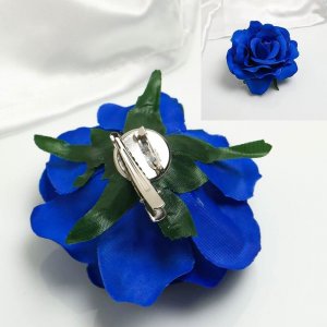 Sponka s růží - modrá