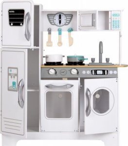 Dřevěná kuchyňka XXL s pračkou, Eco Toys 74 x 92 cm x 25,5 cm - bílá