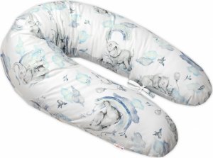 Kojící bavlněný polštář - relaxační poduška Baby Nellys, Slon a Duha, modrý