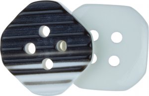 Knoflík - balení po 10ks - 13,5x13,5 mm - bílý s hnědými proužky