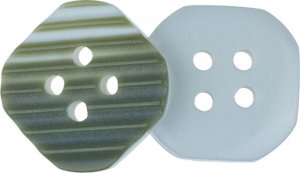 Knoflík - balení po 10ks - 13,5x13,5 mm - bílý s khaki proužky