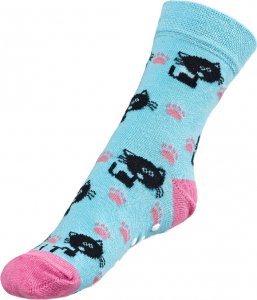 Ponožky dětské Kočičky - 30-34 - modrá, růžová