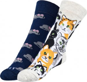 Ponožky dětské Kočka+myš - 30-34 - šedá, oranžová