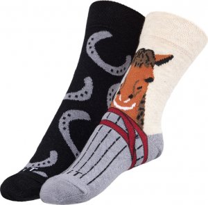 Ponožky dětské Kůň+podkovy - 20-24 - Hnědá, béžová, šedá