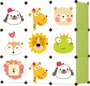 Modulační skříň/regál na hračky Eco Toys zvířátka - bílá/zelená