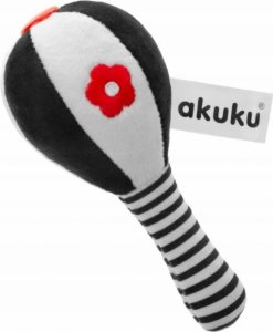 Plyšová hračka s chrastítkem Akuku - Palička , černo/bílá