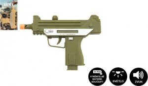 Pistole samopal ARMY plast 17,5cm na baterie se zvukem se světlem zelená