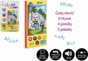 Veselý Mobil Telefon plast česky mluvící 7,5x15cm na baterie se zvukem