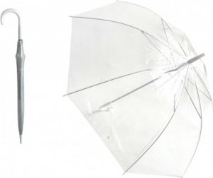 Deštník průhledný bílý svatební plast/kov 82cm