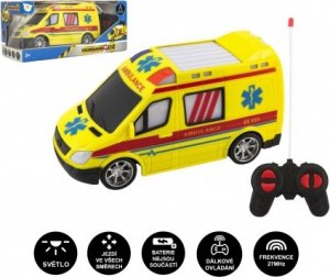 Auto RC ambulance plast 20cm na dálkové ovládání 27MHz na baterie se světlem