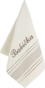 Froté ručník mozaika se jménem BABIČKA - 50x100 cm - krémová
