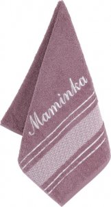 Froté ručník mozaika se jménem MAMINKA - 50x100 cm - starorůžová