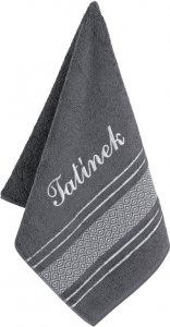 Froté ručník mozaika se jménem TATÍNEK - 50x100 cm - tmavě šedá