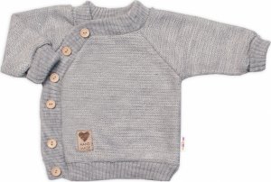 Dětský pletený svetřík s knoflíčky, zap. bokem, Hand Made Baby Nellys, šedý, vel. 68/74