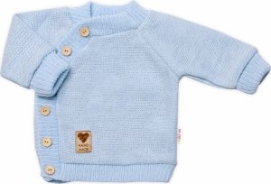 Dětský pletený svetřík s knoflíčky, zap. bokem, Hand Made Baby Nellys, modrý
