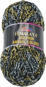 Příze DOLPHIN animal color - 100g / 90 m - zvířecí kůže - žlutá, šedá