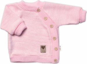 Dětský pletený svetřík s knoflíčky, zap. bokem, Hand Made Baby Nellys, růžový, vel. 80/86