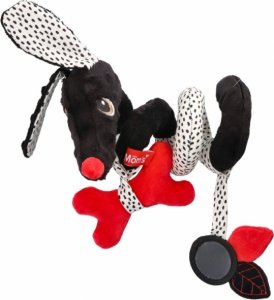 Kontrastní hračka Hencz Toys s chrastítkem a zrcátkem - Pejsek, spirálka -bílo-černá