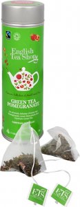 Zelený čaj s granátovým jablkem - plechovka s 15 bioodbouratelnými pyramidkami