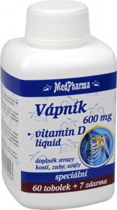 Vápník 600 mg + vitamín D liquid 60 tob. + 7 tob. ZDARMA