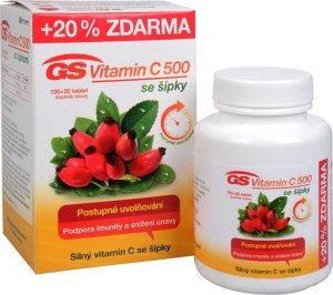 GS Vitamin C 500 + šípky 100+20 tablet ZDARMA