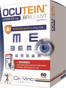 Ocutein Brillant Lutein 25 mg 60 tob.+ Ocutein Sensitive zvlhčující oční kapky 15 ml ZDARMA