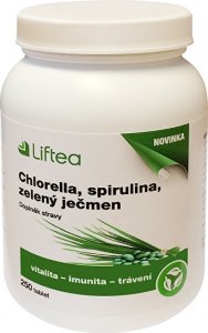 Chlorela, spirulina, zelený ječmen 250 tablet