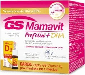 GS Mamavit Prefolin+DHA 30 tablet a 30 kapslí + dárek Kapky GS Vitamin D3