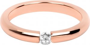 Něžný růžově pozlacený ocelový prsten s krystalem, 52 mm