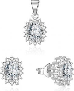 Stříbrná souprava šperků se zirkony AGSET159 (přívěsek, náušnice)