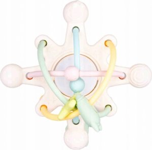 Dětské silikonové kousátko s chrastítkem Kosmos, pastelové
