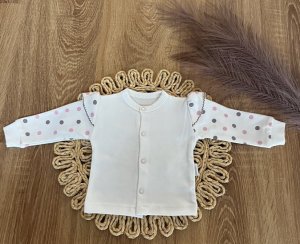 Novozenecká bavlněná košilka, kabátek Mamatti, Puntík - smetanová, vel. 56