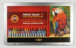 Koh-i-noor pastelky PROGRESSO akvarelové souprava 36 ks v plechové krabičce